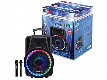 בידורית 2500W עם 2 מיקרופונים אלחוטיים רמקול נייד ותאורת לד