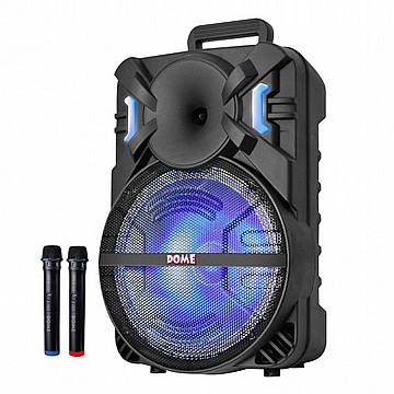 בידורית 2500W עם 2 מיקרופונים אלחוטיים רמקול נייד ותאורת לד