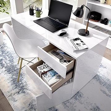 שולחן כתיבה בגימור לבן מבריק