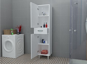 ארון שרות הכולל 2 דלתות ומגירה צבע לבן