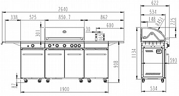 מטבח חוץ פרימיום משולב גריל גז 6 מבערים SMART GRILL