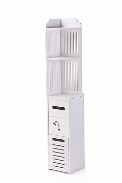ארונית צרה לשירותים עם מתקן נייר טואלט ומגירה רוחב 20 סמ'