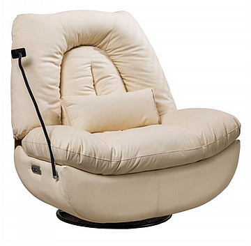 כורסת מסאג עור ריקליינר חשמלי AIR LEATHER אריאן פרימיום שמנת