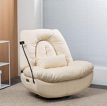 כורסת מסאג עור ריקליינר חשמלי AIR LEATHER אריאן פרימיום שמנת