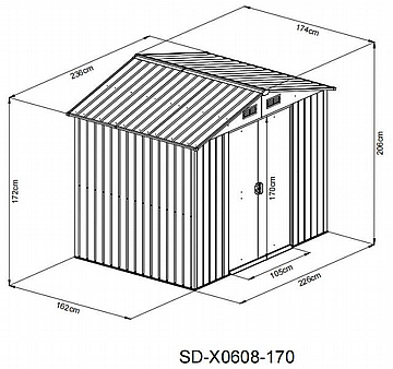 מחסן גינה מתכת 2.36X174 מטר X86