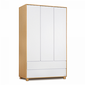 ארון בגדים לחדר ילדים לבן משולב עץ במידות 120x60x200