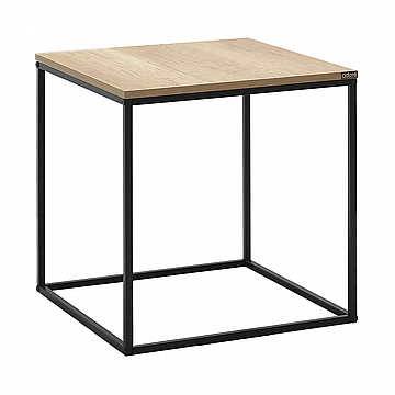 שולחן קפה מרובע מתכת עם עץ 50X50 סמ'