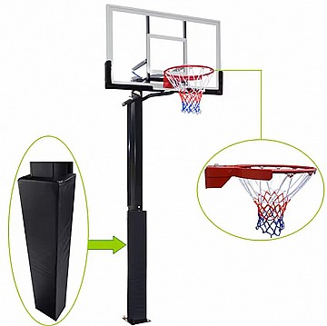 עמוד כדורסל מקצועי מתכוונן לקיבוע באדמה DUNK M022