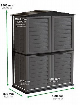 מחסן גינה פלסטיק איכותי 130/0.83 סמ'