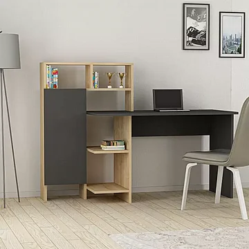 שולחן כתיבה מעוצב עם ארונית אלון בשילוב אפור