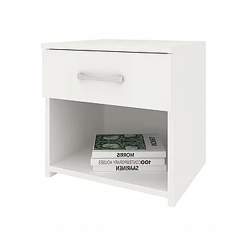 שידת לילה עם מגירה בגוון לבן רוחב 40 ס