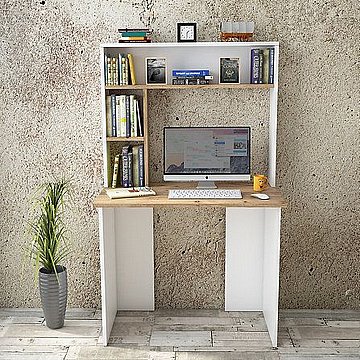 שולחן עבודה מחשב עם מדפים רוחב 90 סמ'