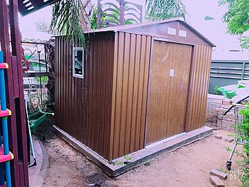 מחסן גינה מתכת דמוי עץ 2.77X1.91 דגם 96