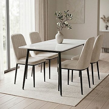 פינת אוכל מקרמיקה לבנה 120/70 ס