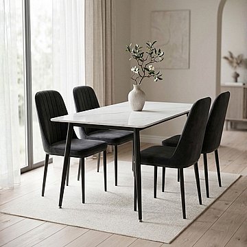 פינת אוכל מקרמיקה לבנה 120/70 ס