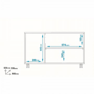 שידת אחסון קומודה ניידת עם גלגלים