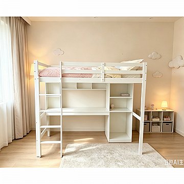 מיטת גלריה לילדים ונוער כוללת שולחן עבודה ומזרן
