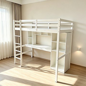 מיטת גלריה לילדים ונוער כוללת שולחן עבודה ומזרן