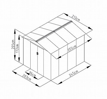 מחסן גינה דגם ID-79 מתכת 213X255 ס