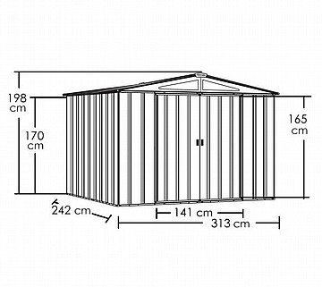 מחסן גינה מתכת במידות 3.13X2.42 דגם SPACEMAKER108