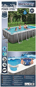 בריכה מלבנית אולטרה BESTWAY דגם 56998 , גודל : 5.49X2.54 מטר דמוי ראטן
