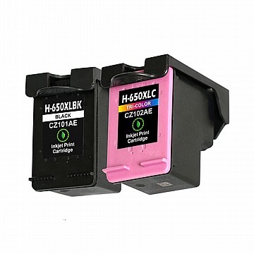 זוג ראשי דיו שחור וצבעוני תואמים HP 650XL